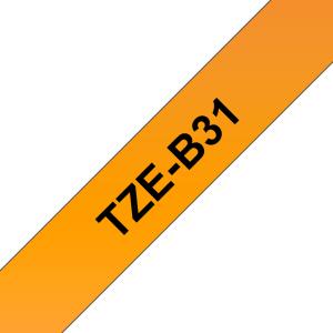 Tape 12mm Lami Black On Orange Fluorescent (tze-b31)