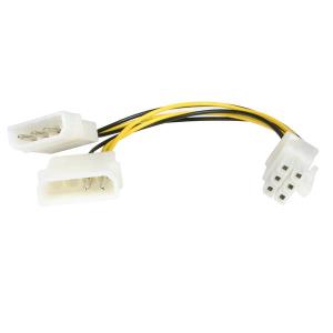 Power Adapter Cable Low Profile4 To 6 Pin Pci-e Video Card 6in                                               